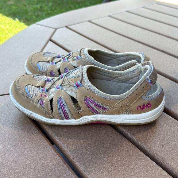 Ryka Hula Tan and Pink Shoes Size 7.5 - Picture 1 of 5